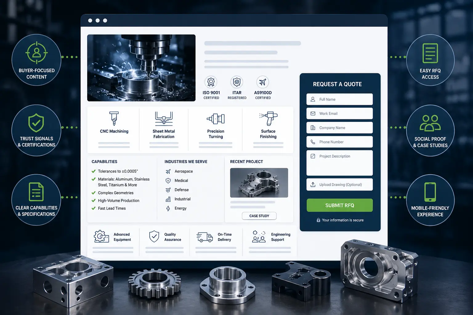Industrial manufacturing marketing UI design